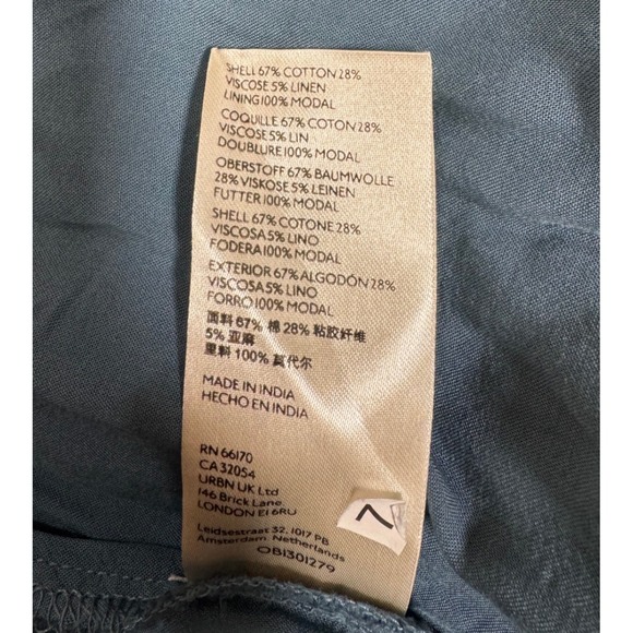 Anthropologie Blue Linen Blend Button Front Dress with Crochet Detail Size S - Picture 7 of 8